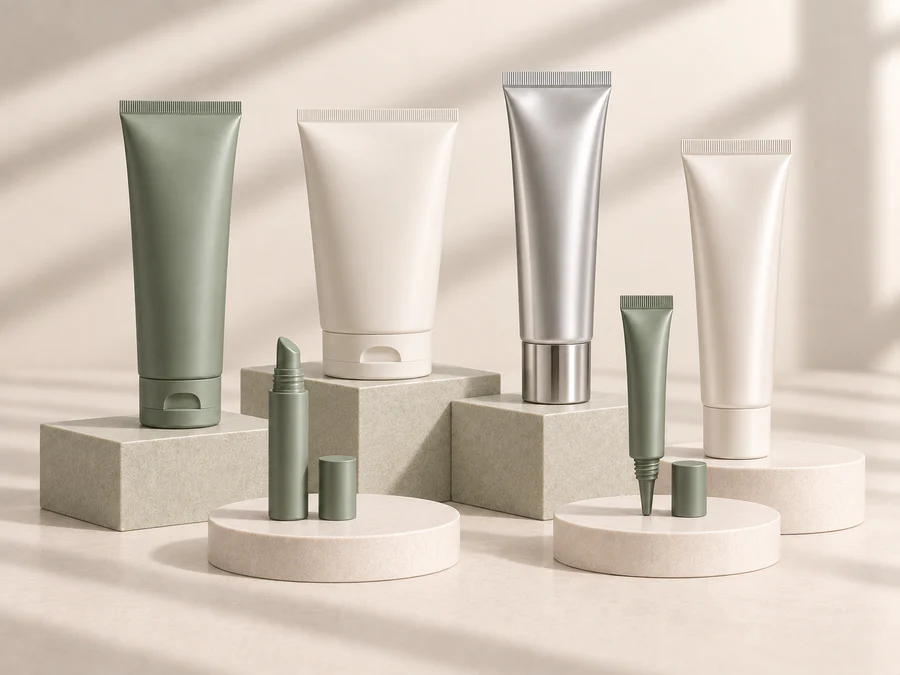 Round, oval, ABL, PBL, lip balm and eye cream cosmetic tubes